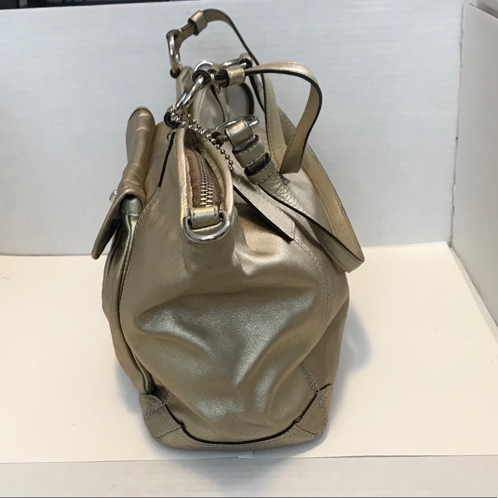Coach Gold Metallic LEAH Tote - Picture 7 of 8